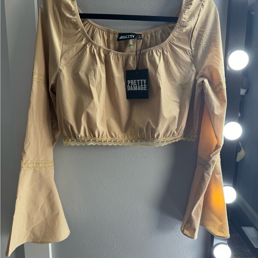 Beige Long Sleeve Top